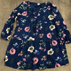 Old Navy Boho Blue & Pink Floral tassel dress Large